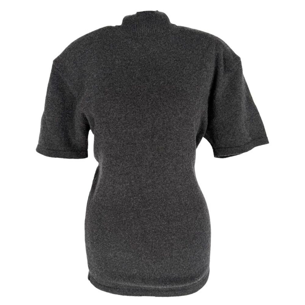 Jacquemus Castagna Turtleneck Short Sleeve Sweater in Grey Merino Wool